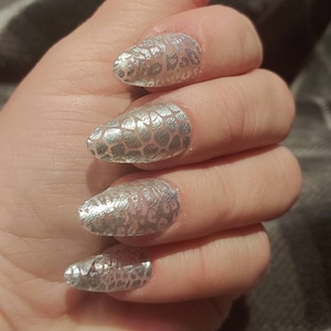 Nail Wraps Nail Art Nail Sticker Nail Strips Bachelorette Party Favor - Transparent Silver Metallic Animal Print Leopard Zebra Snake Cheetah