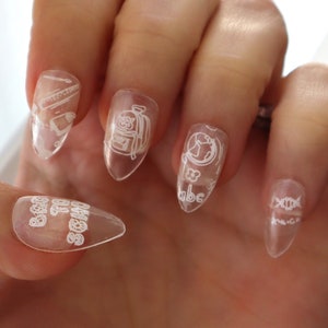 Nail Wraps Nail Stickers Nail Strips Nail Art Favor Teacher Gift Student - Back to School Clear Overlay Backpack Globe School Supplies