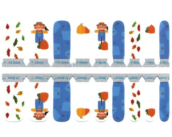 Nail Wraps, Nail Polish Wraps, Nail Strips, Nail Stickers- Scarecrow at the Patch