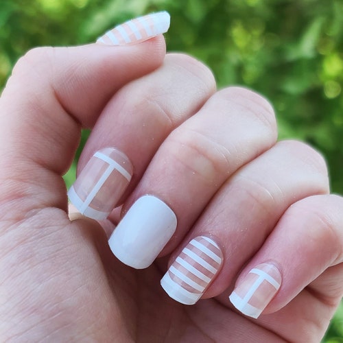 Negative Space and Striped French Nails