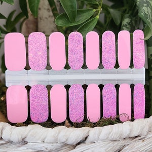 Nail Wraps Nail Decals Nail Stickers Nail Strips Nail Art Press Ons Gender Reveal Party Favor Baby Shower Gift Bridesmaid - Pink Sequin
