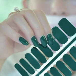 Nail Wraps Nail Decals Nail Stickers Nail Polish Strips Nail Art Press Ons Party Baby Shower Bridal Favor - Dark Forest Green Solid Color