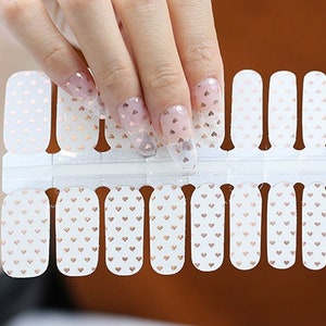 Nail Wraps Nail Decal Art Nail Stickers Nail Strips  Press On Party Favor Girlfriend Gift - Gold Hearts Clear Transparent Background Overlay