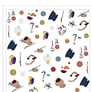Colorful Abstract Art and Black Outline Women Faces Silhouette- Nail Art Decals Stickers Transfers