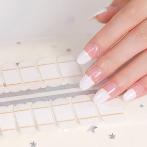 Nail Wraps Nail Art Nail Stickers Nail Polish Strips Party Bachelorette Favor Bridal Shower Stocking Stuffer  - White Gold French Manicure