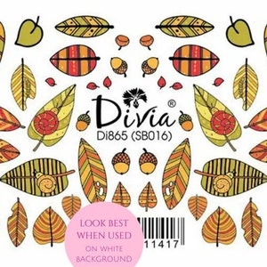 Fall Autumn Leaves - Waterslide Water Transfer Nail Art Decals, Nail Tattoo