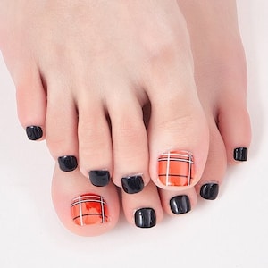 Red Plaid with Black - Toe Nail Wraps, Nail Stickers, Nail strips Nail Polish
