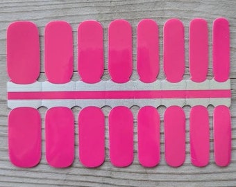 Nail Wraps Nail Decals Nail Stickers Nail Strips Nail Art Press On Party Favor Bachelorette Gift for Mom - Bright Dark Pink Solid Color