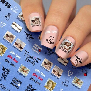 Angels, Cherubs, Russian Words about Love, Give Love, Amore, Love is in the Air, Valentine&#39;s Day - Waterslide Water Transfer Nail Art Decals