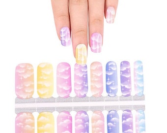 Nail Wraps Nail Decals Nail Stickers Nail Art Nail Polish Gift for Girlfriend Sister Daughter Party Favor - Preppy Sparkle Clouds Dreamy