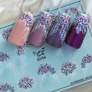 Nagel Abziehbild 3D, Nagel Aufkleber, Nageltransfer, Nail Art, Mini Art, Wassertransfer, Brautduschenbevorzugung, Strumpf Stuffer - Blumen Schleier