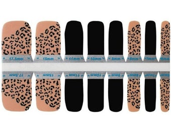 Toe Nail Wraps Kids Size Nail Wraps Nail Stickers Girls Night Party Favor Bridal Shower Gift for Grandma Niece - Beige Black Leopard Print