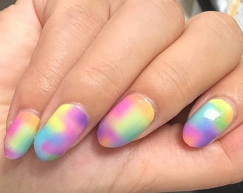 Nail Wraps Nail Decals Nail Art Stickers Press Ons Birthday Party Favor Stocking Stuffer Gift for Sister Niece - Watercolor Rainbow Tie Dye