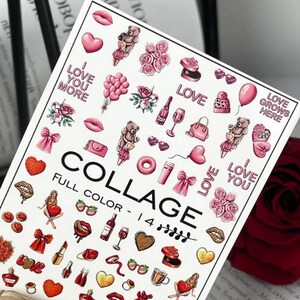 Nail Decals Water Transfer Waterslide Nail Stickers Nail Sliders Valentine&#39;s Day Engagement Party Favor - Red Pink Hearts Lips Perfume Roses