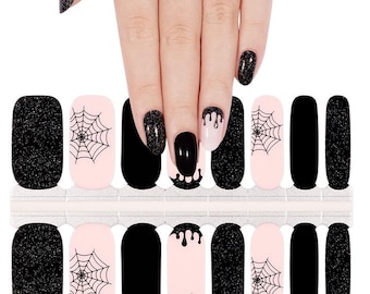 Halloween Nail Wraps Made from Nail Polish: Web Witch