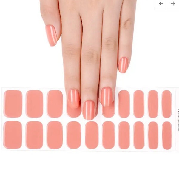 Semi-Cured Gel Nail Wraps, UV/LED Nail Wraps, Nail Strips, Gel Nails, Nail Stickers, Nail Decals - Creamy Coral Solid Color