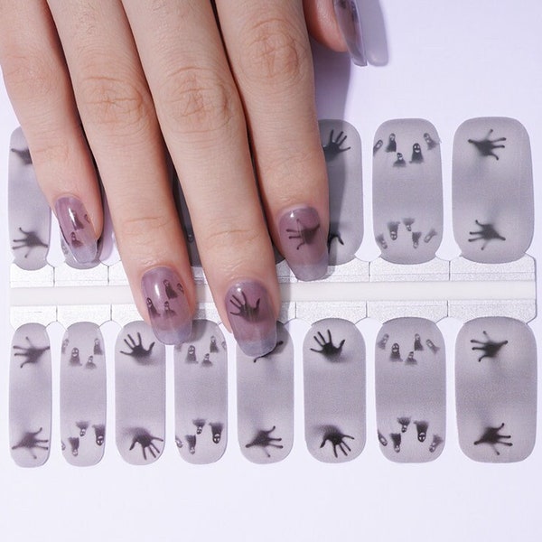 Nail Wraps Nail Decal Nail Stickers Nail Strips Nail Art Press On Halloween Party Favor Gift Girls - Ghosts Grabbing Hand Shadow Grey