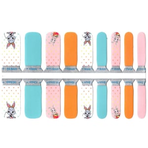 Kids Size Easter Bunny Rabbit with Basket Polka Dot Pink, Blue, Orange, White - Kids Nail Wraps, Nail Decals, Nail Strips, Nail Stickers