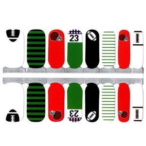 Nail Wraps Nail Art Nail Stickers Nail Polish Strips Party Favor Sports Gift - Football Rugby Ball Helmet Red, Green and Dark Brown Sports