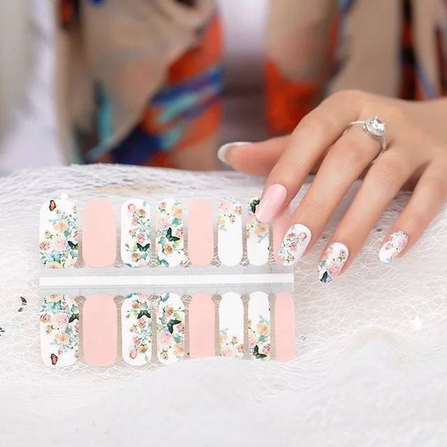 Nail Wraps, Nail Decals, Nail Stickers, Nail strips - Baby Pink and W…