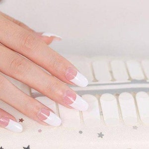 Nail Wraps Nail Stickers Nail Polish Strips Nail Art Press Ons Party Favor Gift Bridal - Short Top French Manicure White Tip and Clear Back