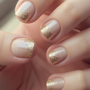 Nail Wraps Nail Decals Nail Stickers Nail Polish Strips Nail Art Press Ons Party Favor Gift Bridal- Gold Glitter French Manicure Clear Nails