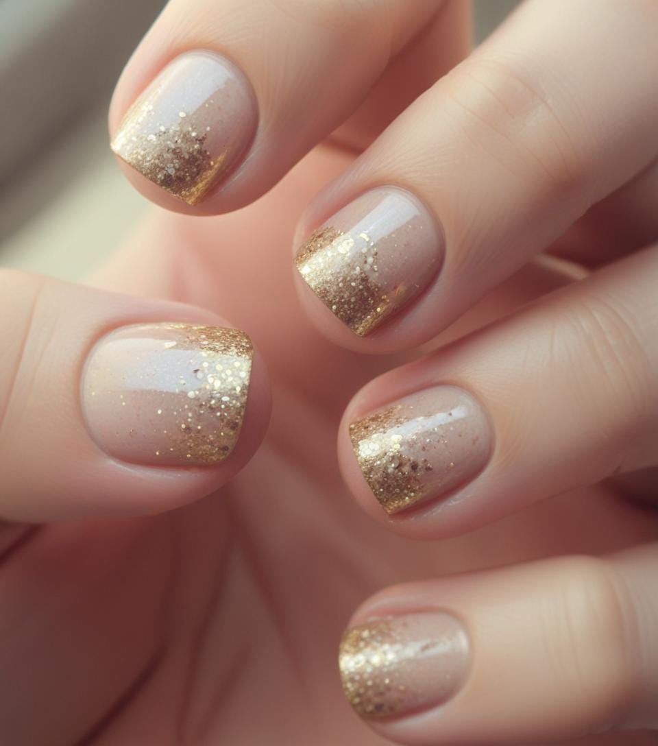 Nail Wraps Nail Decals Nail Stickers Nail Polish Strips Nail Art Press Ons Party Favor Gift Bridal- Gold Glitter French Manicure Clear Nails