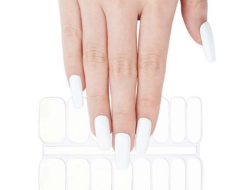 Protège-ongles en gel semi-durci, Stickers pour ongles, Stickers pour ongles Bandes pour les ongles à presser Cadeau de fête pour femme Bas de Noël - Blanc, couleur unie