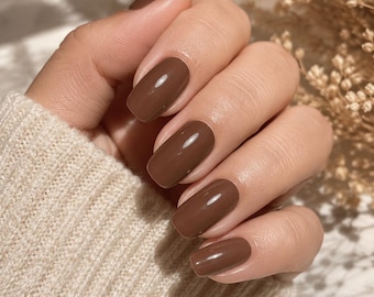 Nail Wraps, Nail Polish, Nail Art, Nail Stickers, Nail Strips - Solid Color Brown