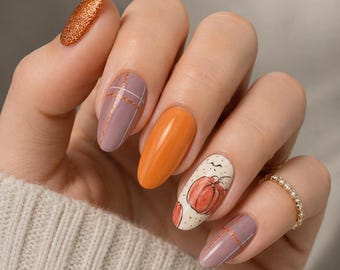 Fall Nail Wraps Made from Nail Polish: Pumpkin Mood
