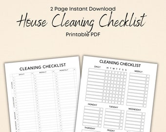 House Cleaning Checklist, Weekly Cleaning Schedule, Cleaning To Do List, Printable Cleaning Template, Bullet Journal