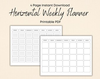 Weekly Planner Printable Landscape, Horizontal Planner, Minimalist Weekly Schedule, Week At a Glance, Weekly Organizer, Desk Planner