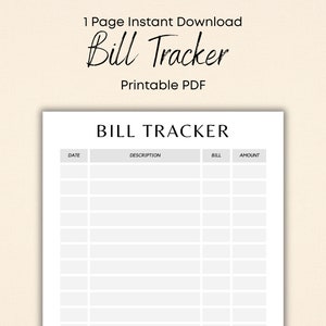 Jährlicher Rechnungs-Tracker zum Ausdrucken, Rechnungs-Checkliste, Rechnungs-Organizer, Finanzplaner, Sofortiger Download PDF