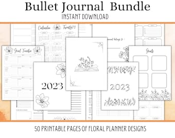 Printable Bullet Journal Bundle, Premade Bujo Template 2023, Bullet Journal Pages