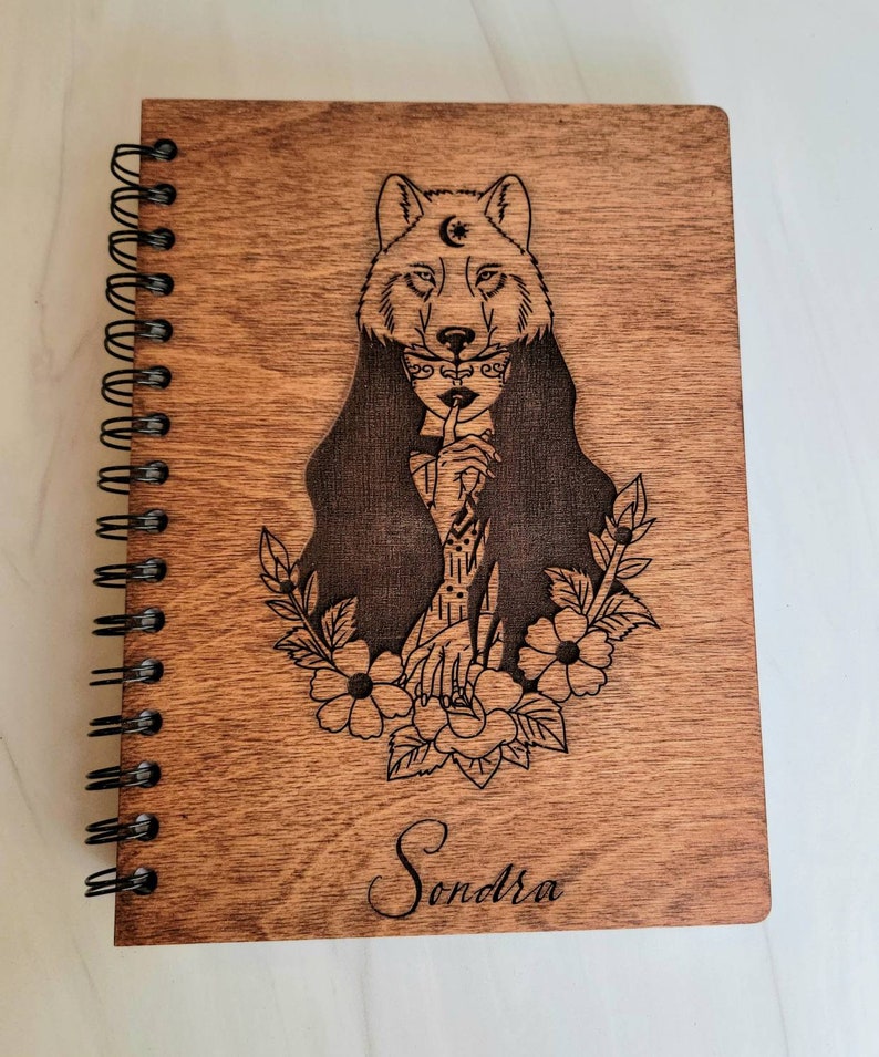 Personalized Wood Journal Sketchbook Notebook for use as Sketching, Drawing, Songwriting, 5th Anniversary, Scrapbooking, and More Bild 4