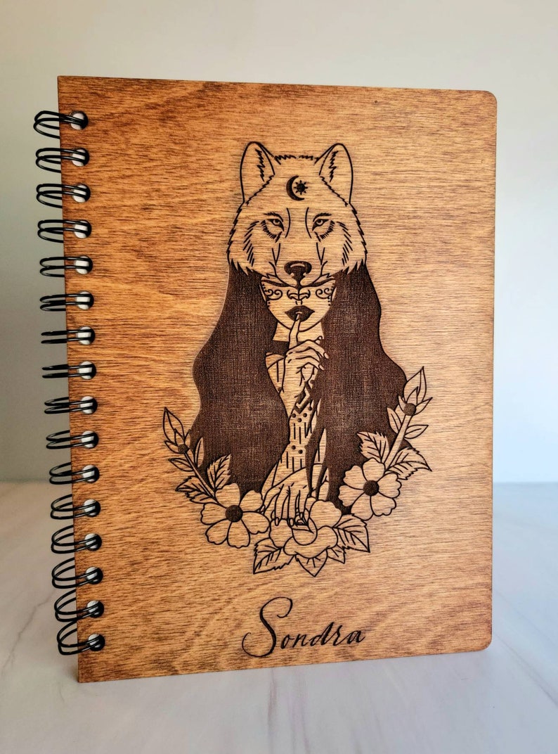 Personalized Wood Journal Sketchbook Notebook for use as Sketching, Drawing, Songwriting, 5th Anniversary, Scrapbooking, and More Bild 3