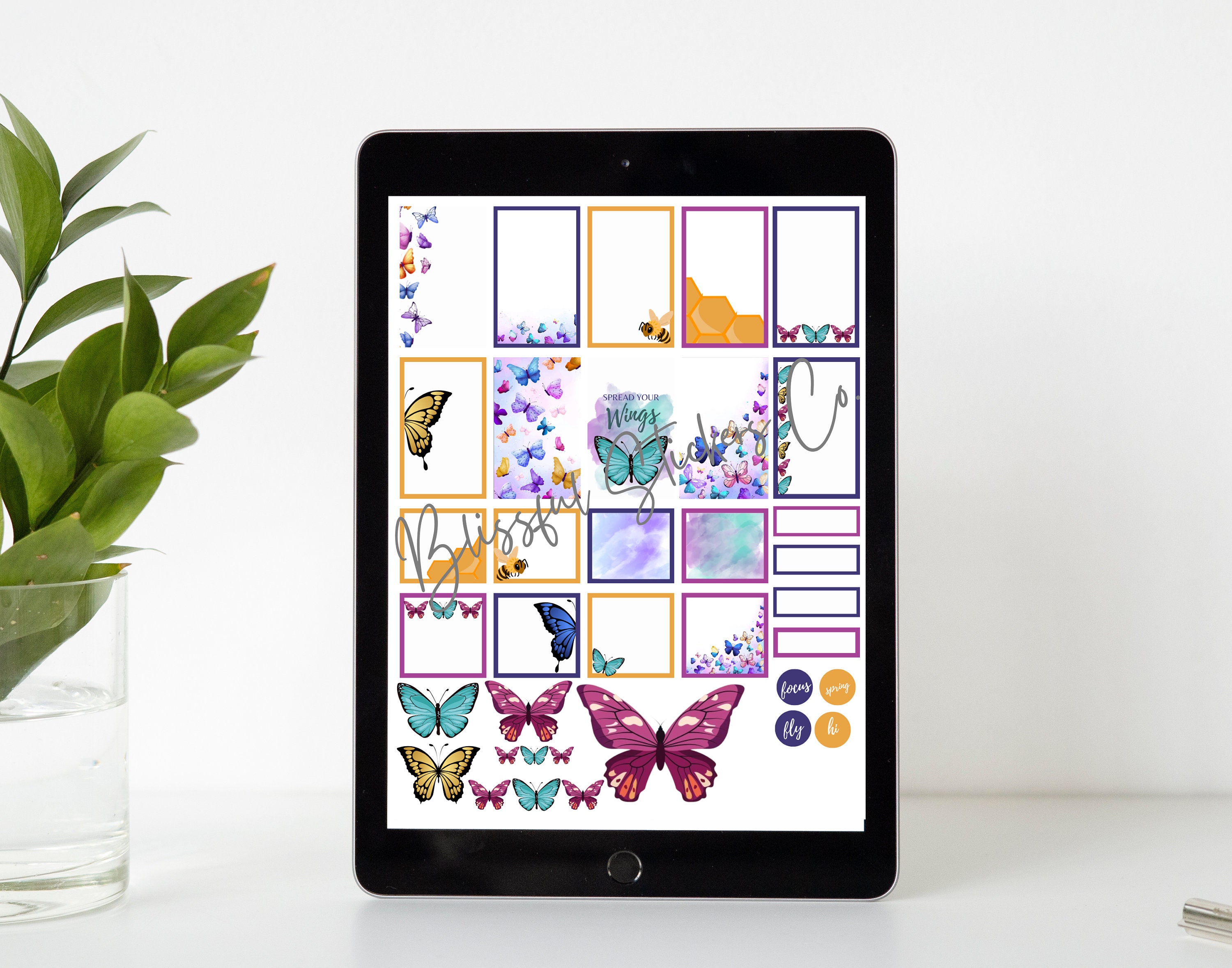 Printable Planner Stickers Watercolor Beas and Butterflies Perfect for ...