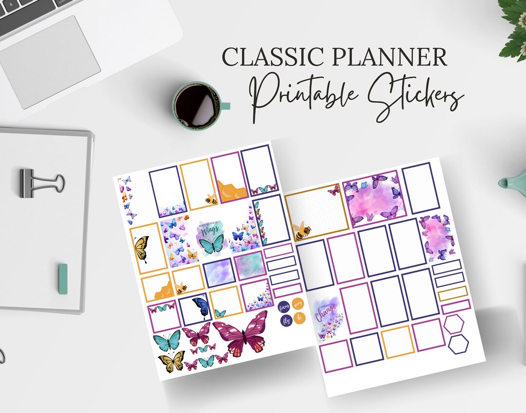 Printable Planner Stickers Watercolor Beas and Butterflies Perfect for ...
