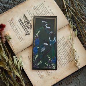 Murder's Garden Bookmark - Magpie Bookmarks - Corvid Art - Cottagecore Bookmark - Dark Cottagecore - Book Accessories - Reader Accessories