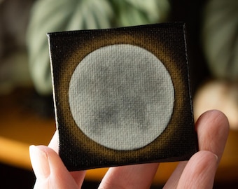 Miniature Moon Painting Magnet - Original Artwork - Lunar Art - Full Moon Art - Mini Paintings