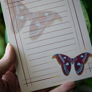 Atlas Moth Notepad - Entomology Stationery - Gothic Office - Witchy Notepads