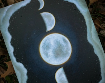 Through The Phases Art Print - Lunar Phase Decor - Moon Phases Wall Art - Witchy Decor - Lunar Witch - Gallery Wall Art - Moon Decor