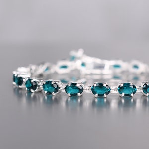 Paraiba Tourmaline Bracelets Unique Paraiba Bracelet Women&#39;s Bracelet Blue Gemstone Tennis Bracelets Bridal Jewelry Anniversary wedding gift