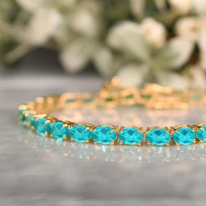 Paraiba Tourmaline Tennis Bracelet: Sterling Silver Bridal Jewelry