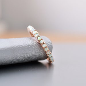 Opal band ring for women opal wedding band ring opal ring full eternity band ring symbolic for true love engagement bridal ring gift for her