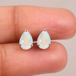 Pear Shape Opal  Earrings, bridal jewelry, White Opal Earrings, Wedding gift Opal Dangle Earring Birthstone Anniversry Gift