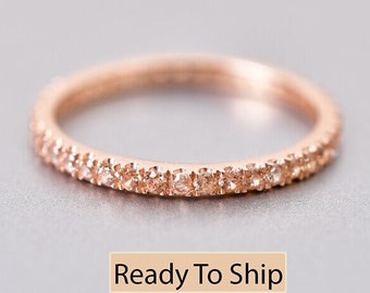 Morganite band ring for women, Morganite wedding band ring Morganite ring full eternity band ring symbolic for true love bridal gift ring