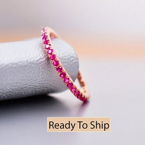 Premium Ruby band ring for women , Ruby wedding band ring Ruby ring full eternity band ring symbolic for true love engagement bridal ring