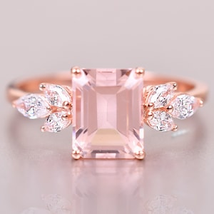 Einzigartige Morganit Hochzeit Verlobungsring für Frauen Ring für Liebe Vorschlag Ring selten Marquise Cluster Ring Geschenk für sie Braut Ring Geschenk