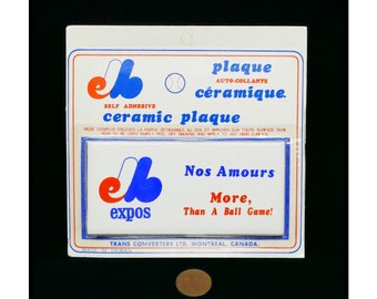 MONTREAL EXPOS Self Adhesive Ceramic Plaque - 1980's. (2)